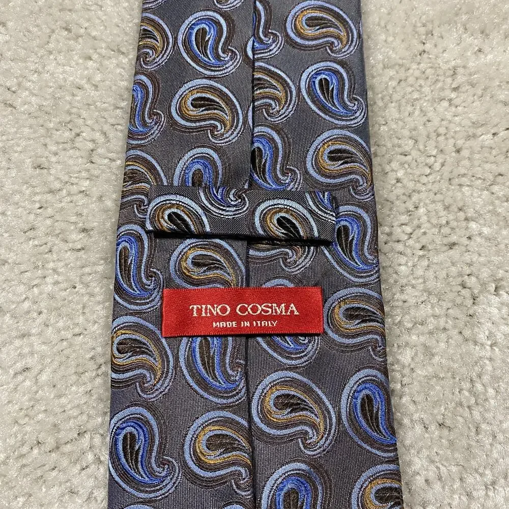 Tino Cosma Tie Mens Silk Necktie Italy Paisley Formal Dress Wedding Menswear
